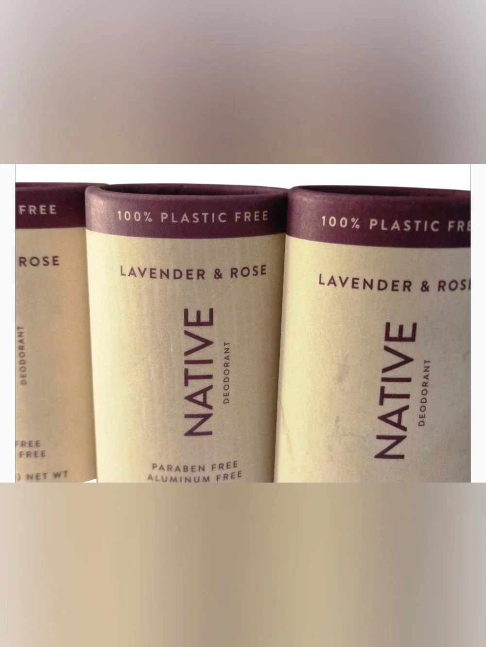 Native Plastic Free Deodorant Sticks 3-Pack Brand New Lavender & Rose 2.65@